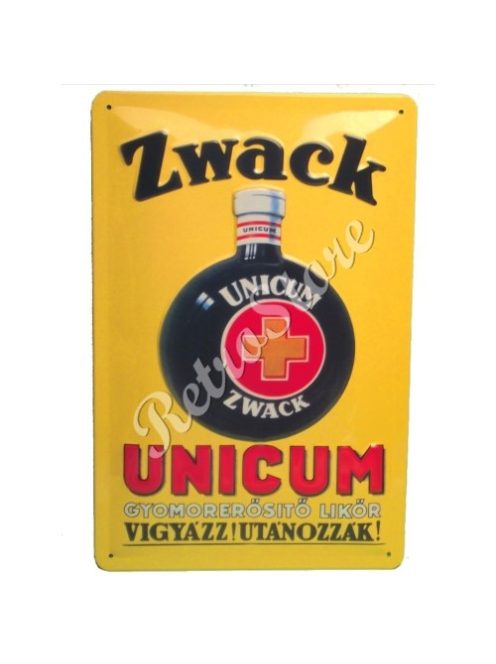 Retró Fém Tábla - Zwack Unicum Reklámtábla Dombornyomott