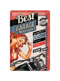   Retró Fém Tábla - Best Garage For Motorcycles Reklámtábla Dombornyomott