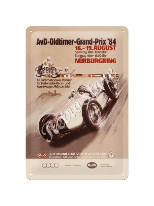 Retró Fém Tábla - Audi AvD Oldtimer Grand Prix 84 Nürburgring Dombornyomott