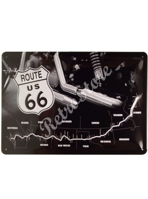 Retró Fém Tábla - U.S. Route 66 Dombornyomott