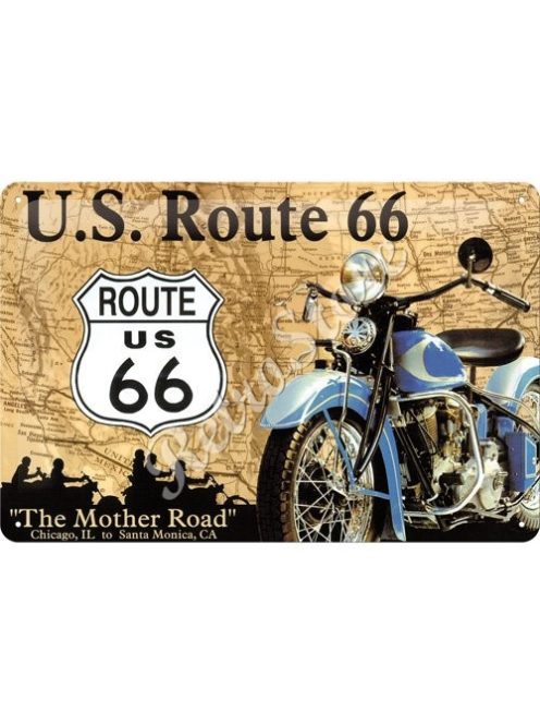 Retró Fém Tábla - U.S. Route 66 Dombornyomott