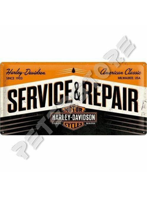 Retró Fém Tábla - Harley-Davidson Service & Repair, Szerviz & Javítás Reklámtábla Dombornyomott
