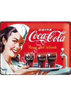   Retró Fém Tábla - Coca-Cola - Frissítő Coca-Cola Reklámtábla Dombornyomott