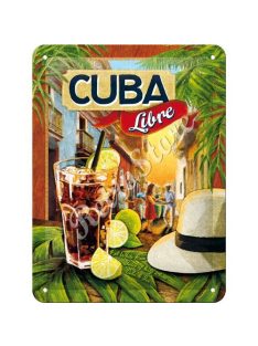 Retró Fém Tábla - Cuba Libre koktél Dombornyomott