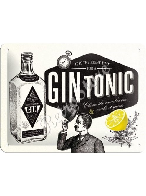 Retró Fém Tábla - Gin Tonic koktél Dombornyomott