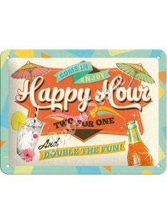 Retró Fém Tábla - Happy Hour Dombornyomott