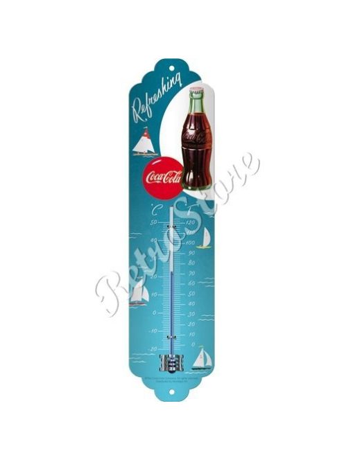 Retró Fém Hőmérő - Coca-Cola - Frissítő Coca-Cola