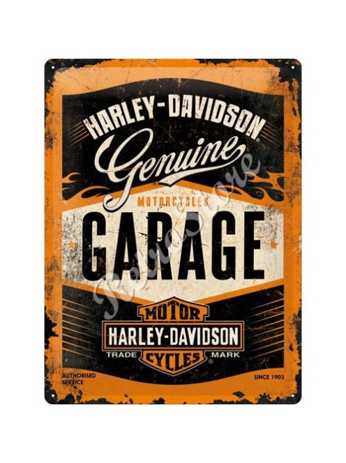 Retró Fém Tábla - Harley-Davidson Garage, Garázs Dombornyomott