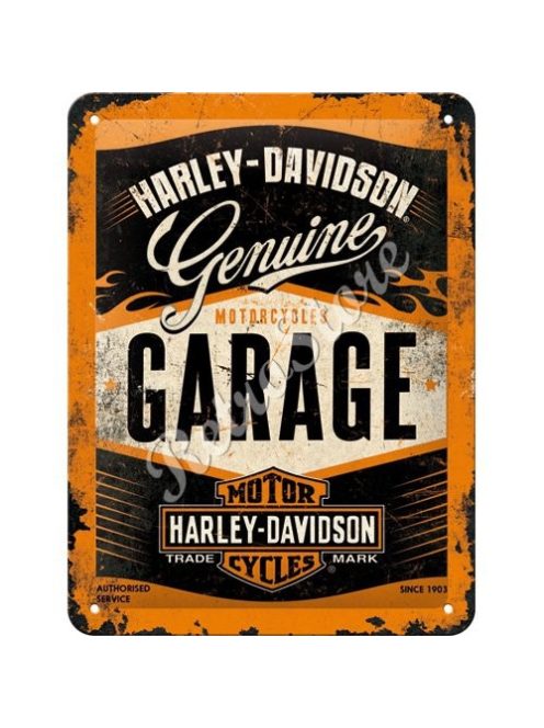 Retró Fém Tábla - Harley-Davidson Garage, Garázs Dombornyomott