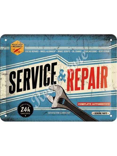 Retró Fém Tábla - Service & Repair, szerviz, Javítás Dombornyomott