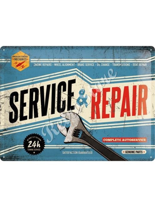 Retró Fém Tábla - Service & Repair, szerviz, Javítás Reklámtábla Dombornyomott