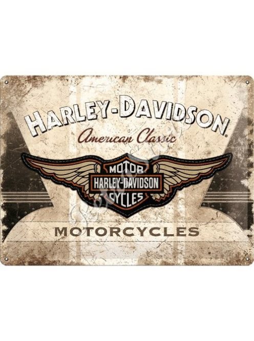 Retró Fém Tábla - Harley-Davidson Motor Logó Dombornyomott