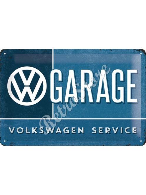 Retró Fém Tábla - Volkswagen Service, Garage - VW Garázs,szerviz Dombornyomott