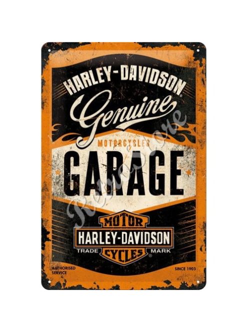 Retró Fém Tábla - Harley-Davidson Garage, Garázs Reklámtábla Dombornyomott