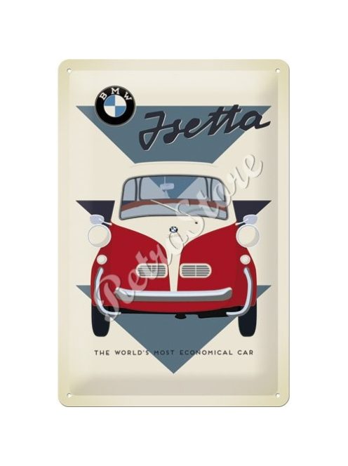 Retró Fém Tábla - BMW Isetta Reklámtábla Dombornyomott