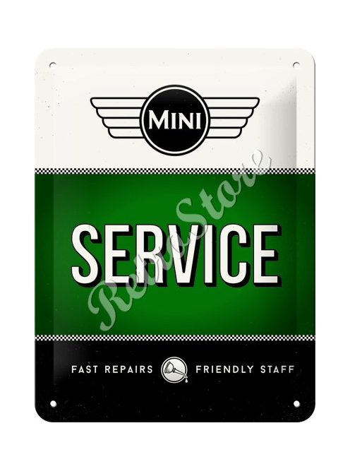 Retró Fém Tábla - Mini Service, szerviz Dombornyomott