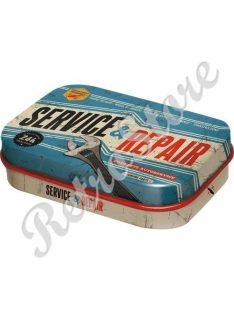   Retró Cukorkás Fémdoboz - Service & Repair, Szerviz, Javítás Dombornyomott