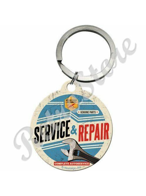 Retró Fém Kulcstartó - Service & Repair, Szerviz, Javítás