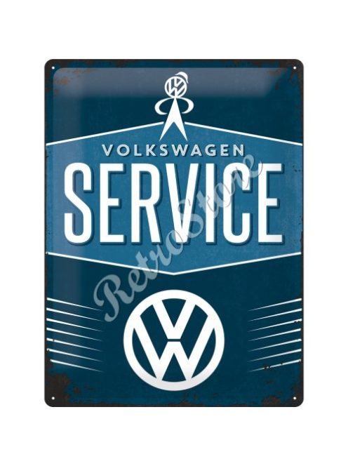 Retró Fém Tábla - Volkswagen Service - VW Szerviz Dombornyomott