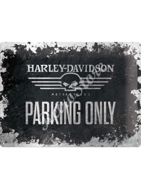 Retró Fém Tábla - Harley-Davidson Parkoló Dombornyomott