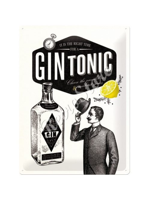 Retró Fém Tábla - Gin Tonic koktél Dombornyomott