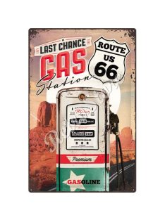   Retró Fém Tábla - Gasoline, Benzin, U.S. Route 66 Dombornyomott