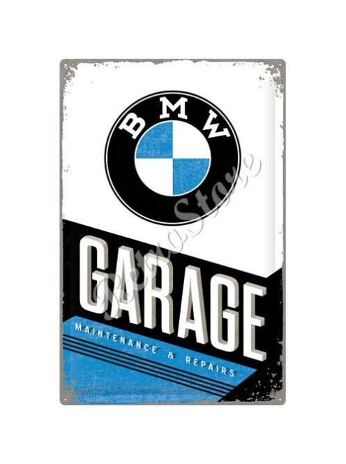 Retró Fém Tábla - BMW Garage, Garázs Dombornyomott