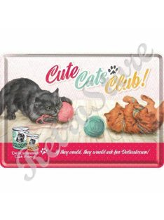 Retró Fém Képeslap - Cuki Cicák Klubja - Cute Cats Club