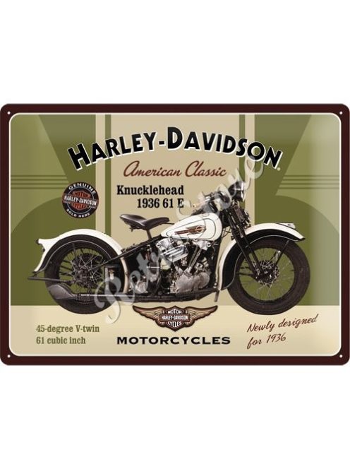 Retró Fém Tábla - Harley-Davidson 1936 61 E Knucklehead Motor Reklámtábla Dombornyomott