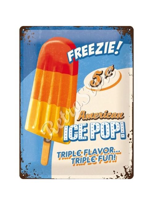 Retró Fém Tábla - Ice Pop, Fagyi Dombornyomott