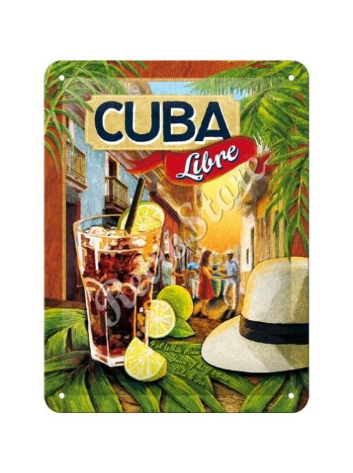 Retró Fém Tábla - Cuba Libre koktél Dombornyomott