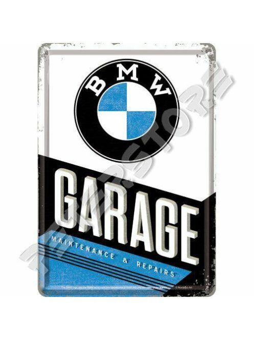 Retró Fém Képeslap - BMW Garage, Garázs