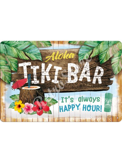 Retró Fém Tábla - Tiki Bar Dombornyomott