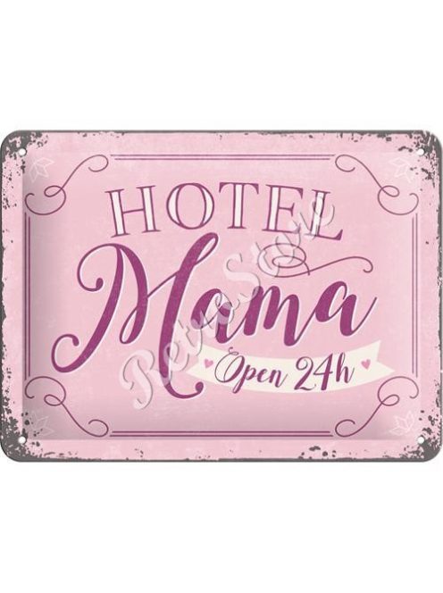 Retró Fém Tábla - Mama Hotel, Anya Hotel Dombornyomott