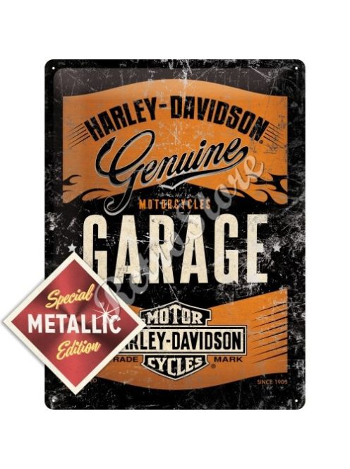 Retró Fém Tábla - Harley-Davidson Garage, Garázs Dombornyomott