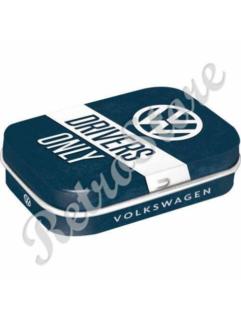 Retró Cukorkás Fémdoboz - Volkswagen VW Drivers Only Dombornyomott