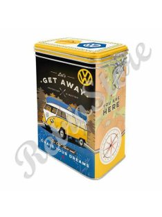   Retró Fémdoboz Csatos, Aromazárós - Volkswagen VW T1 Busz Dombornyomott