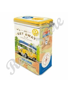   Retró Fémdoboz Csatos, Aromazárós - Volkswagen VW T1 Busz Dombornyomott