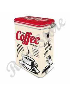   Retró Fémdoboz Csatos, Aromazárós - Coffee, Kávé Dombornyomott