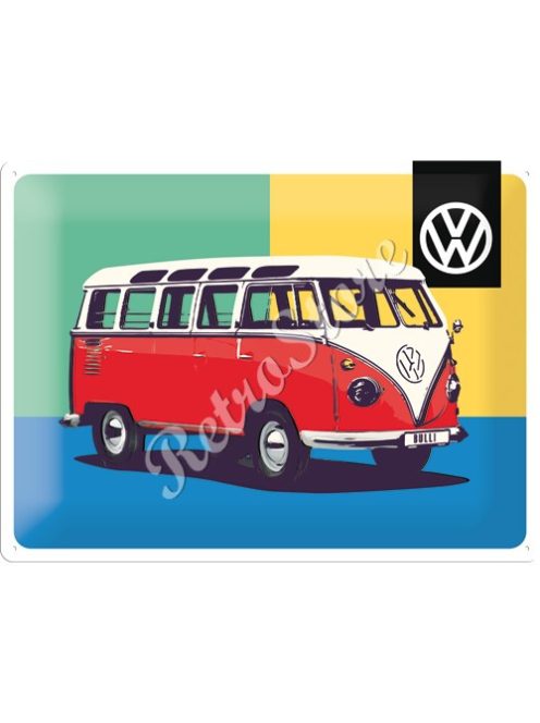Retró Fém Tábla - Volkswagen VW T1 Busz Reklámtábla Dombornyomott
