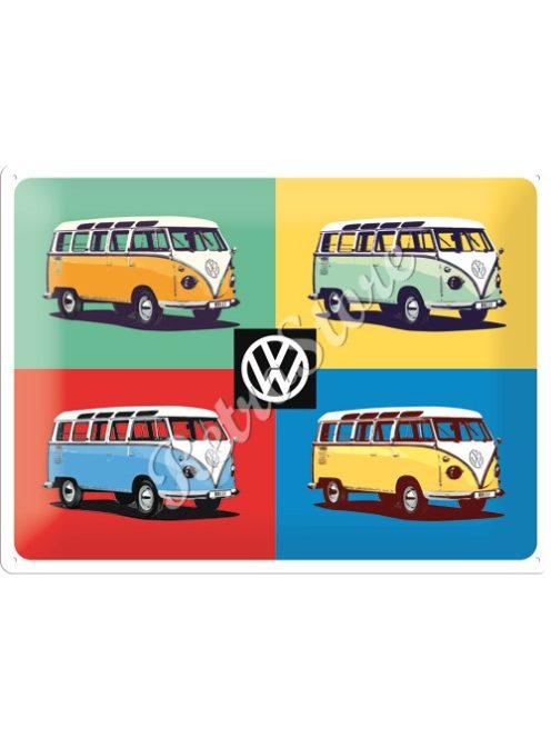 Retró Fém Tábla - Volkswagen VW T1 Busz Reklámtábla Dombornyomott
