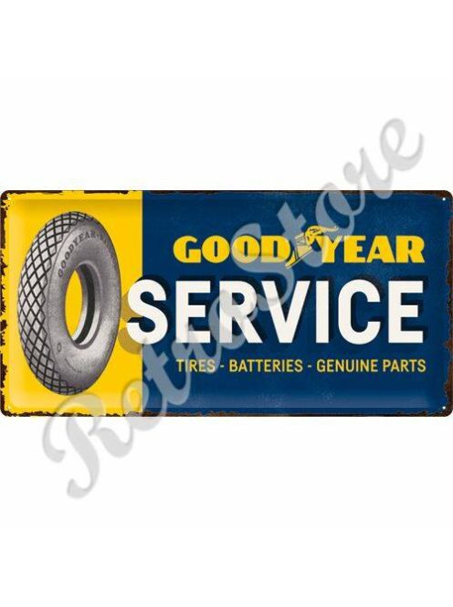 Retró Fém Tábla - Goodyear Service, Gumi szerviz Dombornyomott