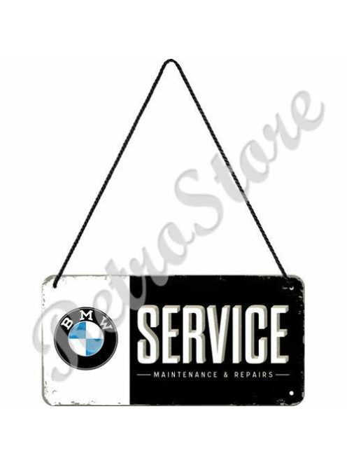 Retró Fém Tábla - BMW Service, szerviz Dombornyomott