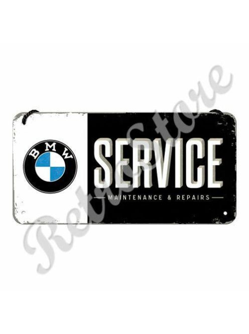 Retró Fém Tábla - BMW Service, szerviz Dombornyomott