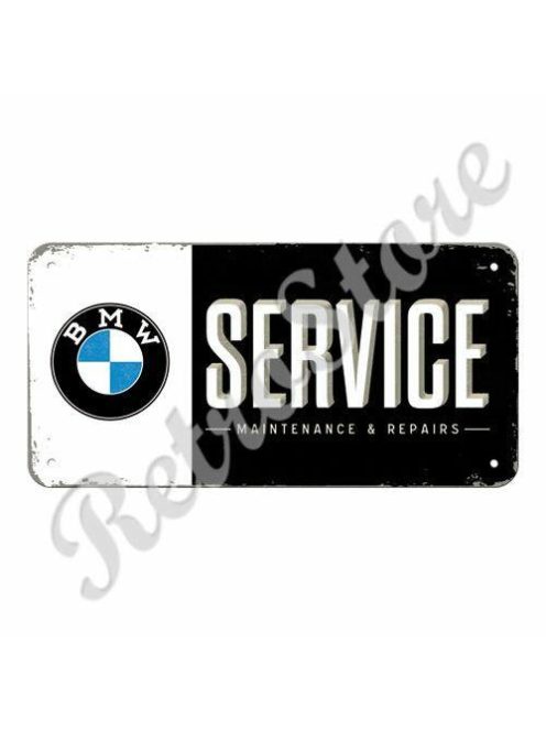 Retró Fém Tábla - BMW Service, szerviz Dombornyomott