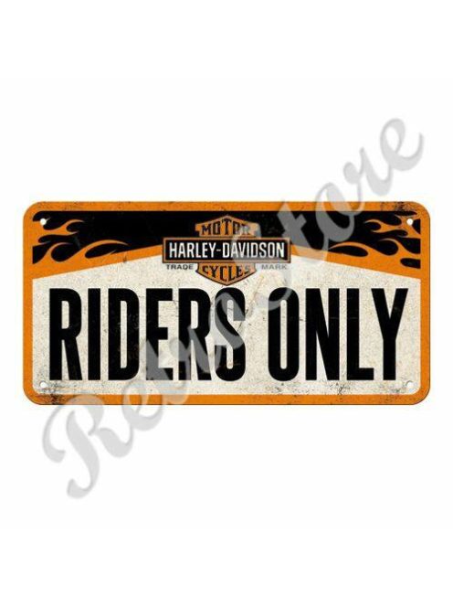 Retró Fém Tábla - Harley-Davidson - Riders Only  Dombornyomott