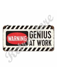   Retró Fém Tábla - Genius at work - Zseni munkában Dombornyomott