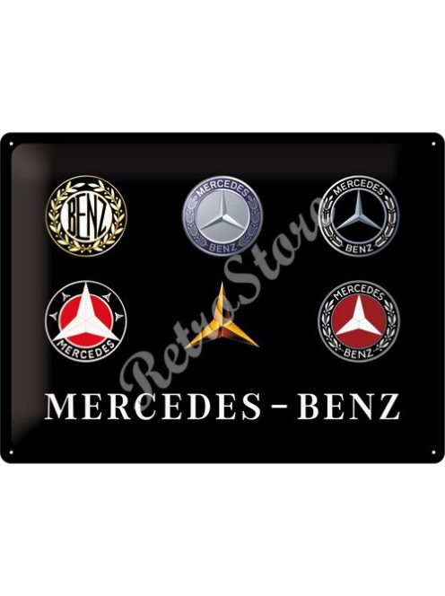 Retró Fém Tábla - Mercedes-Benz Logók Dombornyomott