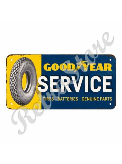 Retró Fém Tábla - Goodyear Service, Gumi szerviz Dombornyomott