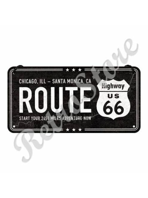 Retró Fém Tábla - U.S. Route 66 Dombornyomott